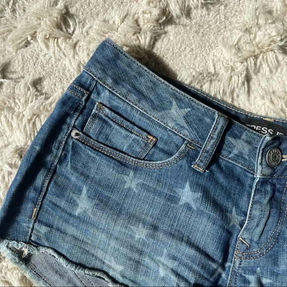 Express Denim Star Pattern Shorts sz 00 - Picture 7 of 9